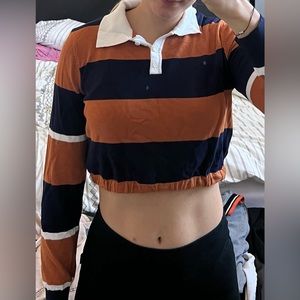 NEVER WORN stripped cropped long sleeve